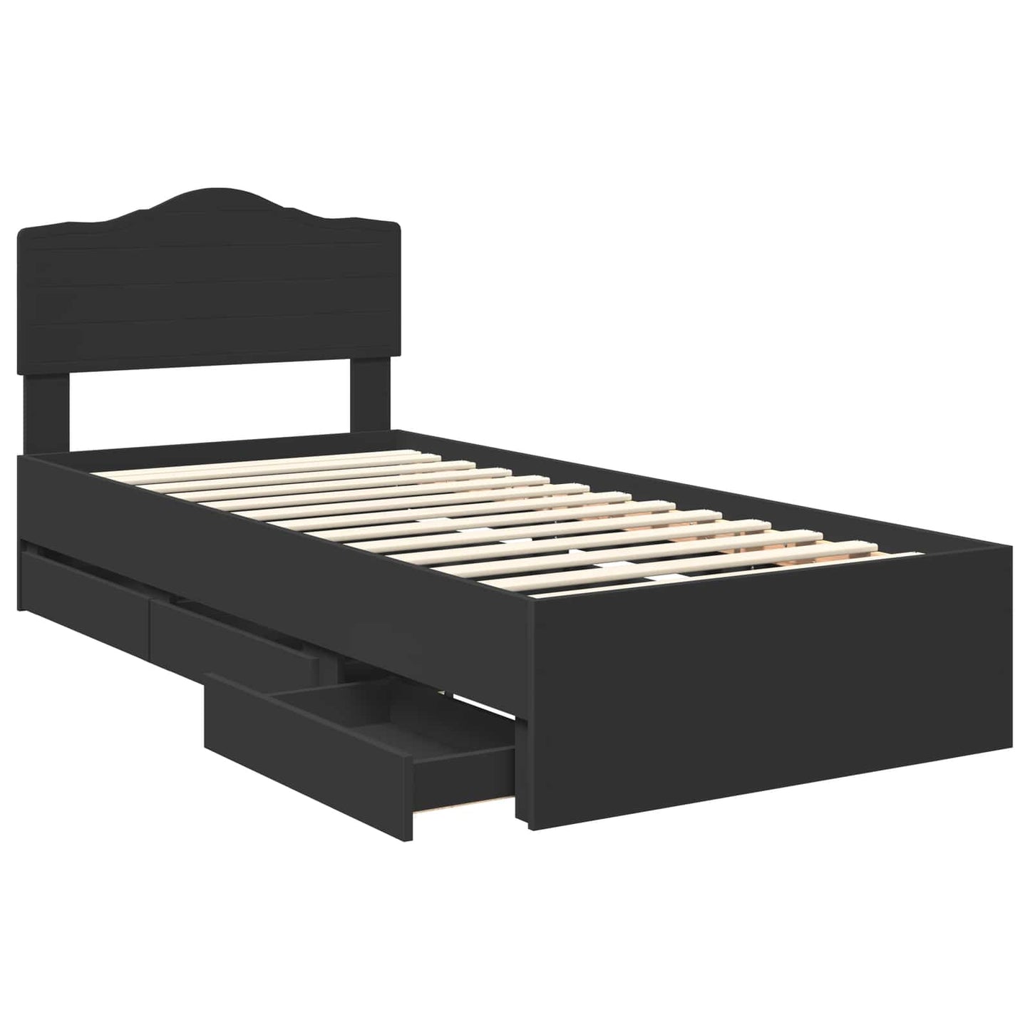 Bedframe met lade met opslag Zwart 75 x 190 cm Ingenieurshout