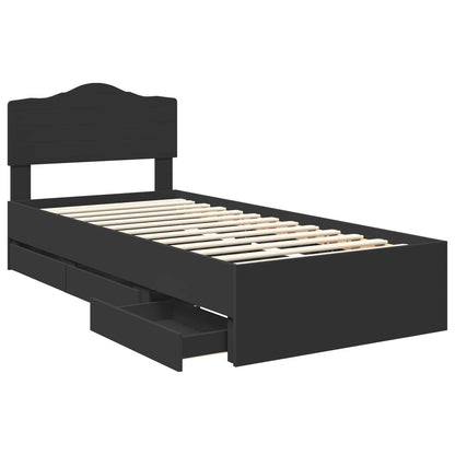 Bedframe met lade met opslag Zwart 75 x 190 cm Ingenieurshout