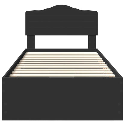 Bedframe met lade met opslag Zwart 75 x 190 cm Ingenieurshout