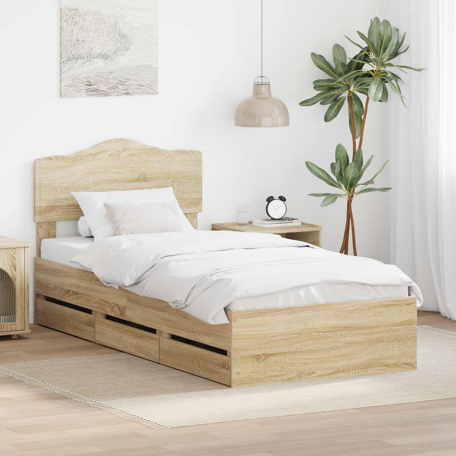 Bedframe met lade Sonoma Eiken 75 x 190 cm Ingenieurshout