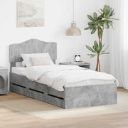 Bedframe met lade beton grijs 75x190 cm ingenieurshout