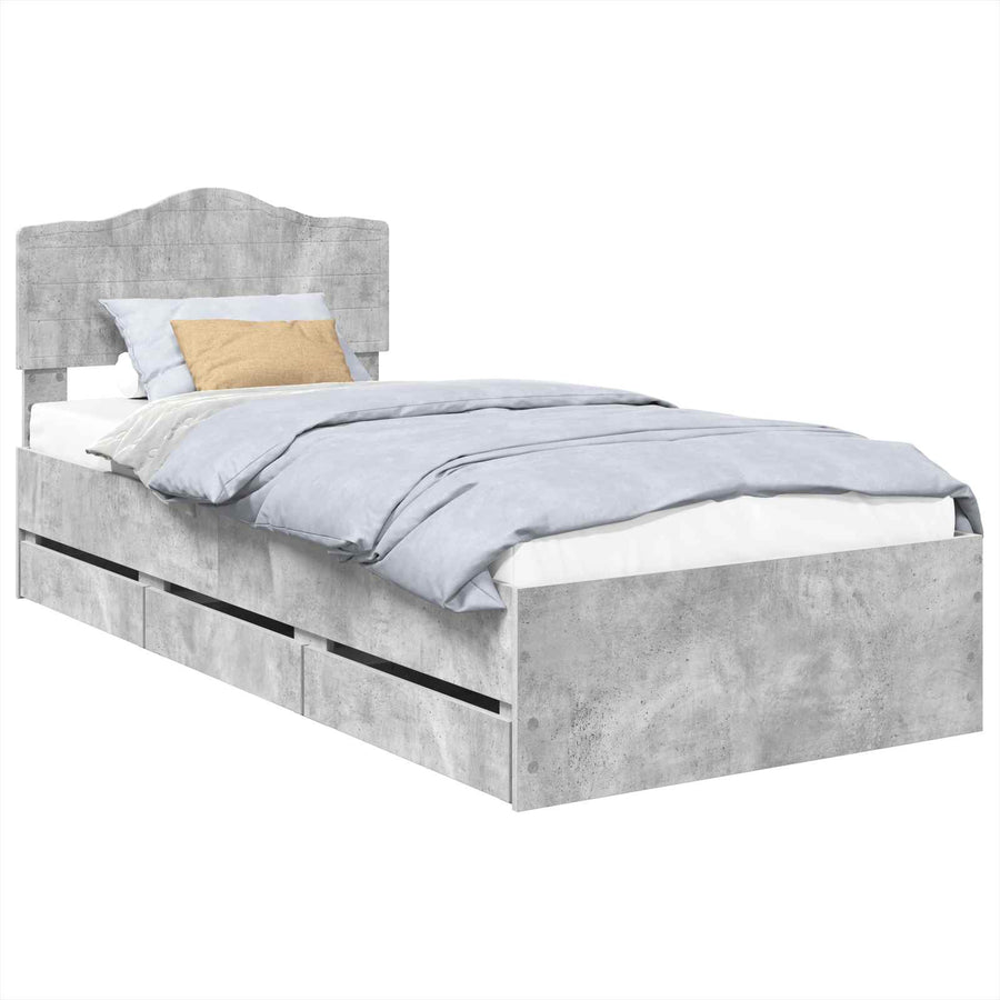 Bedframe met lade Beton Grijs 75 x 190 cm Ingenieurshout