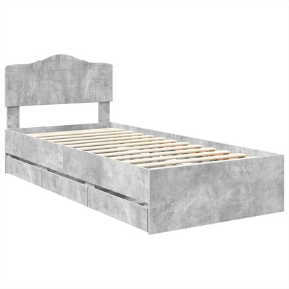Bedframe met lade Beton Grijs 75 x 190 cm Ingenieurshout