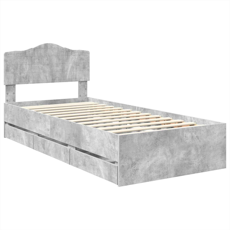 Bedframe met lade Beton Grijs 75 x 190 cm Ingenieurshout