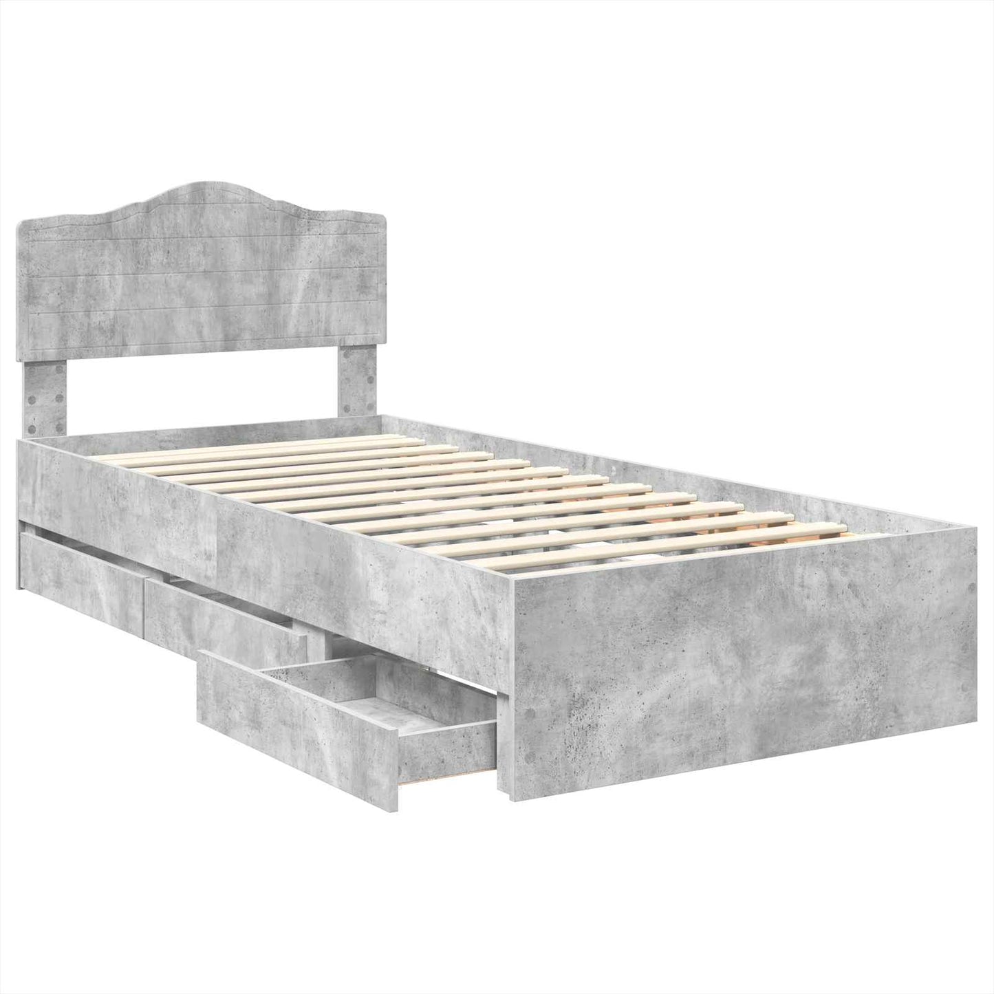 Bedframe met lade Beton Grijs 75 x 190 cm Ingenieurshout
