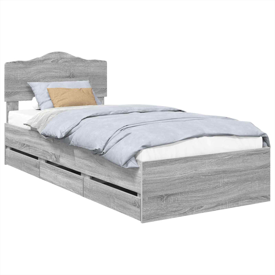 Bedframe met lade Grijs Sonoma 75 x 190 cm Ingenieurshout