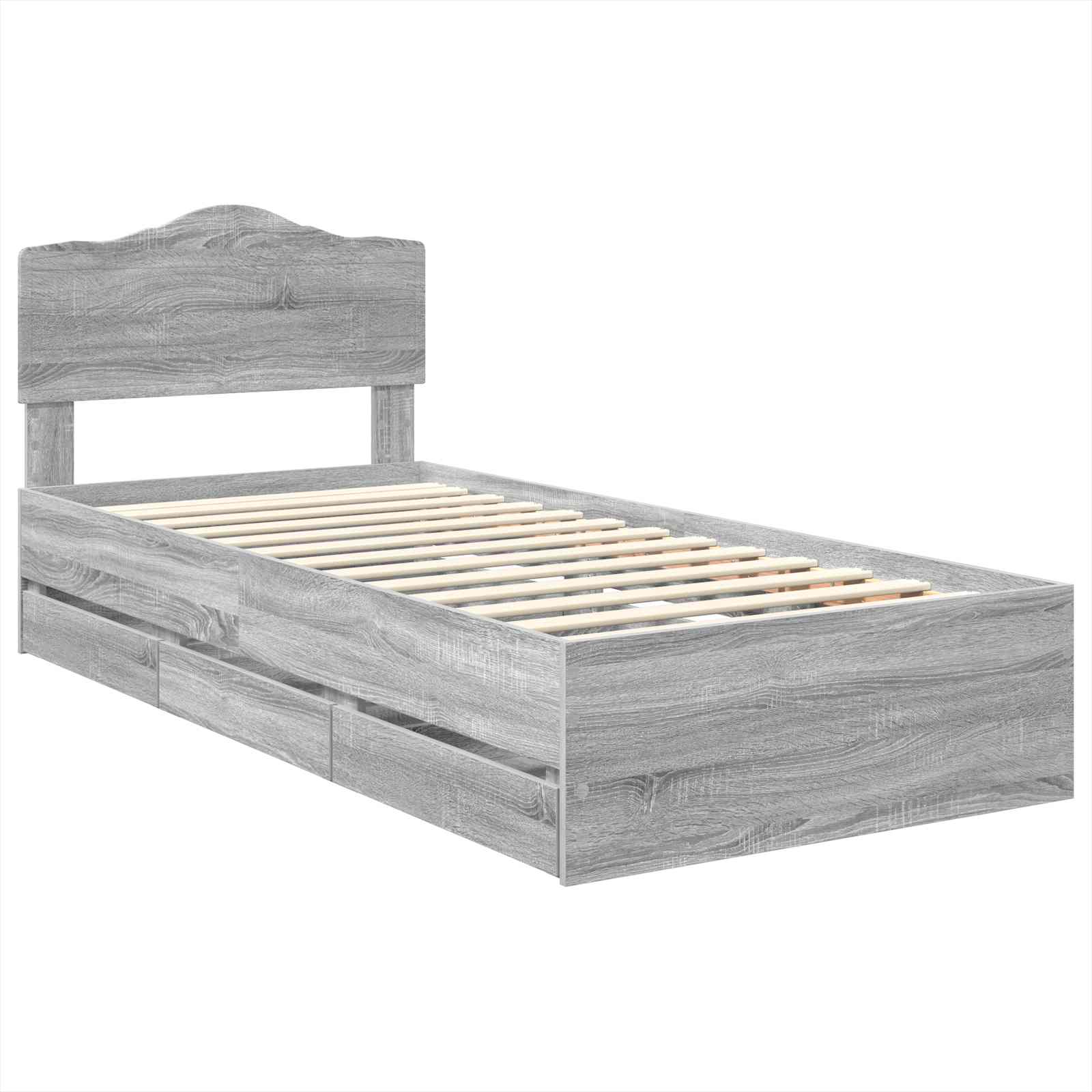 Bedframe met lade Grijs Sonoma 75 x 190 cm Ingenieurshout