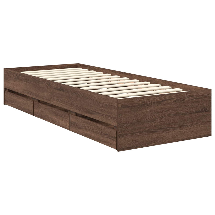 Bedframe met lade Bruin Eiken 75 x 190 cm Ingenieurshout