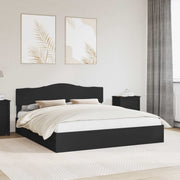 Opslagbed met hoofdeinde 200x200 cm zwart bewerkt hout