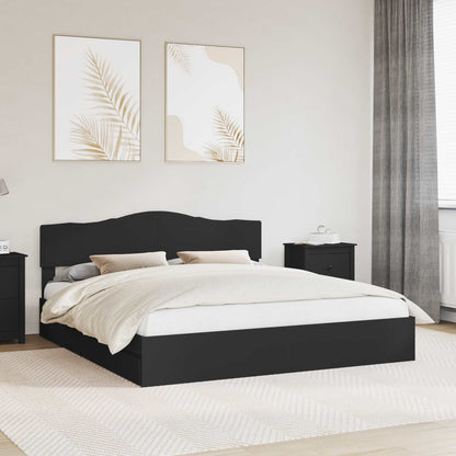 Opslag bed met hoofdeinde Zwart 200 x 200 cm Bewerkt hout