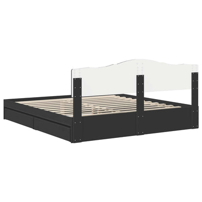Opslag bed met hoofdeinde Zwart 200 x 200 cm Bewerkt hout