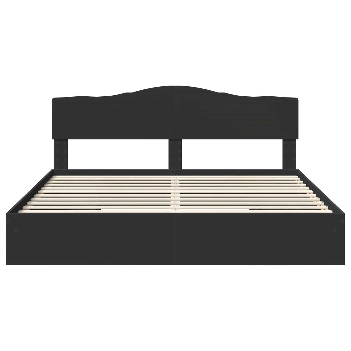 Opslag bed met hoofdeinde Zwart 200 x 200 cm Bewerkt hout
