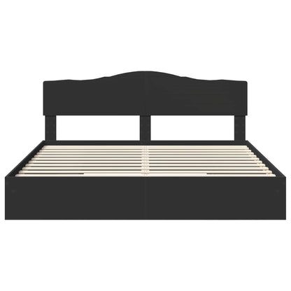 Opslag bed met hoofdeinde Zwart 200 x 200 cm Bewerkt hout