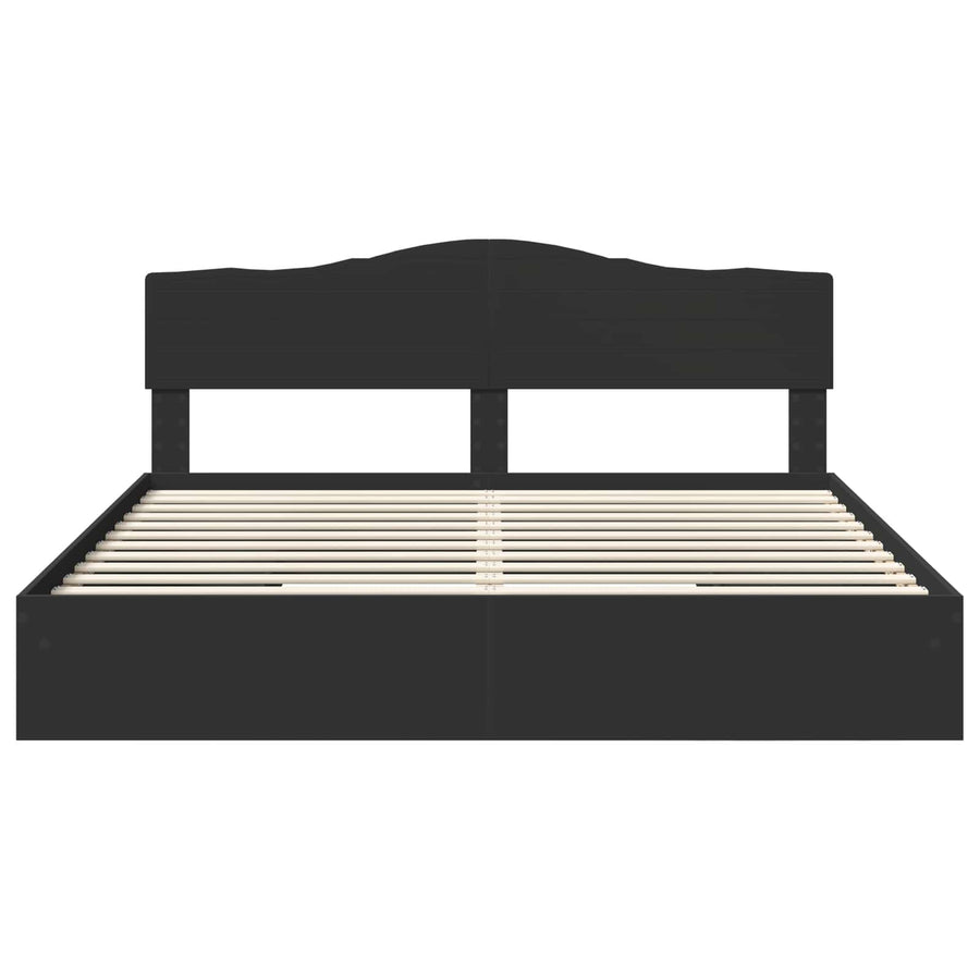 Opslag bed met hoofdeinde Zwart 200 x 200 cm Bewerkt hout