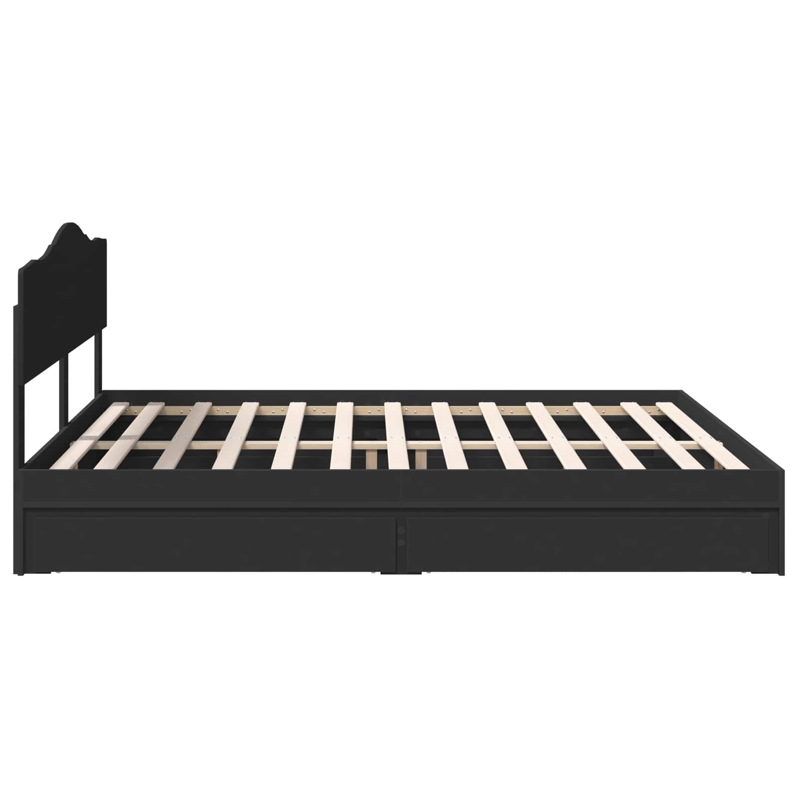 Opslag bed met hoofdeinde Zwart 200 x 200 cm Bewerkt hout