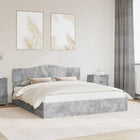 Opslagbed met hoofdeinde beton grijs 200x200 cm