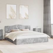 Opslagbed met hoofdeinde beton grijs 200x200 cm
