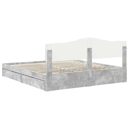 Opslag bed met hoofdeinde Beton Grijs 200 x 200 cm Bewerkt hout