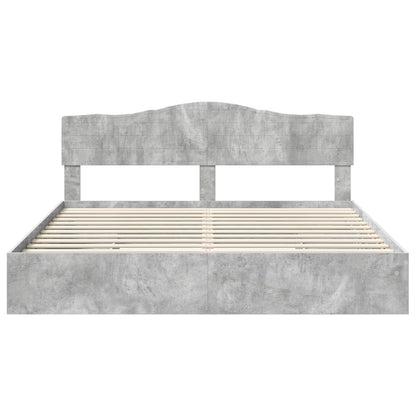 Opslag bed met hoofdeinde Beton Grijs 200 x 200 cm Bewerkt hout