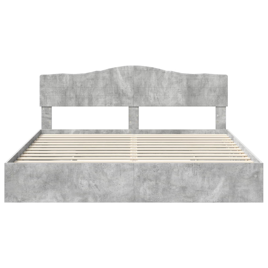 Opslag bed met hoofdeinde Beton Grijs 200 x 200 cm Bewerkt hout