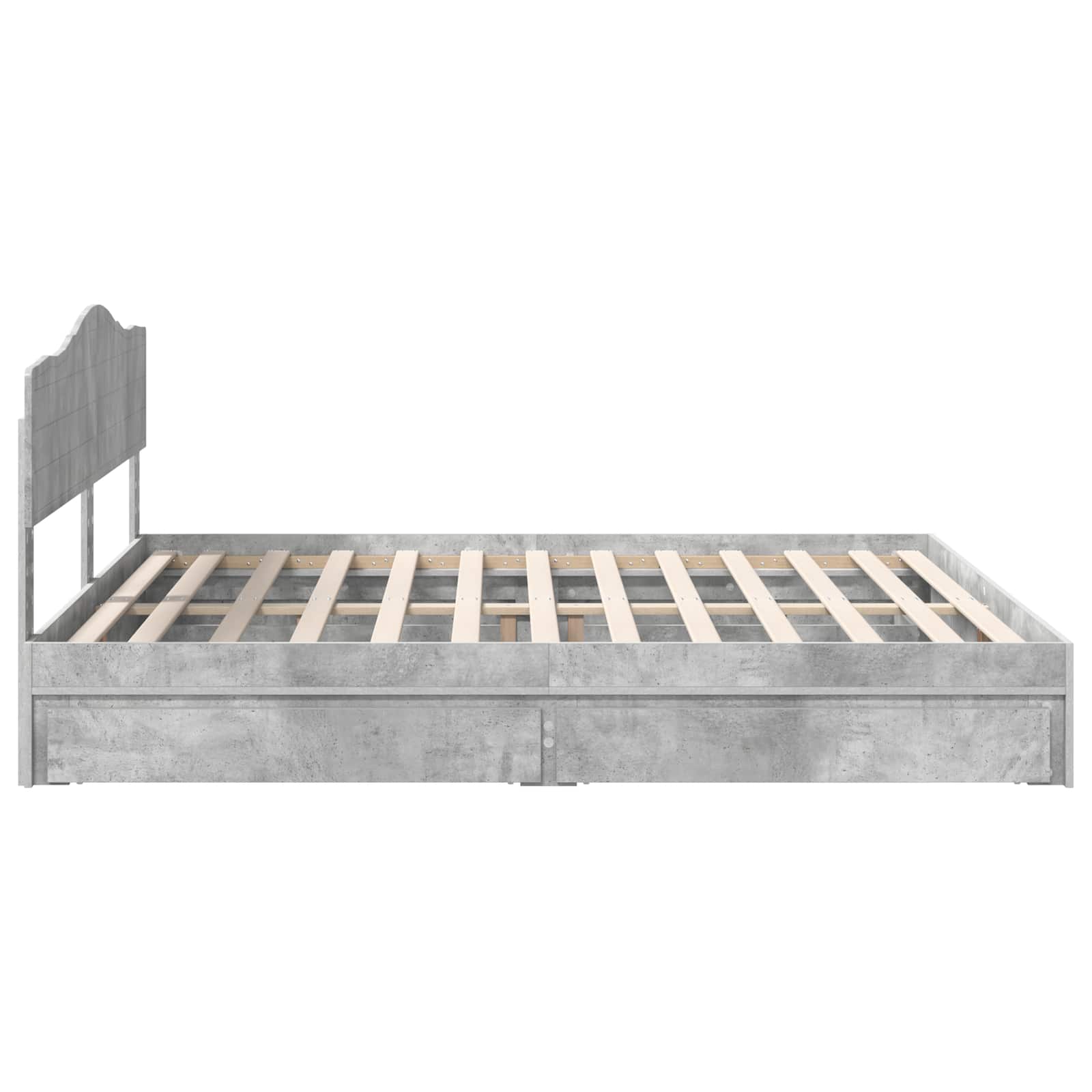 Opslag bed met hoofdeinde Beton Grijs 200 x 200 cm Bewerkt hout