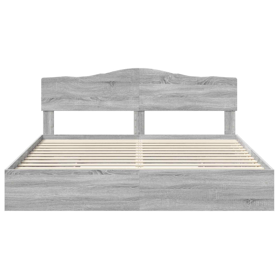 Opslag bed met lade Grijs Sonoma 200 x 200 cm Bewerkt hout