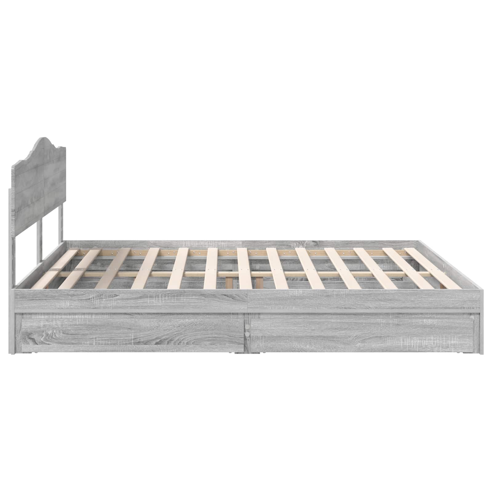 Opslag bed met lade Grijs Sonoma 200 x 200 cm Bewerkt hout