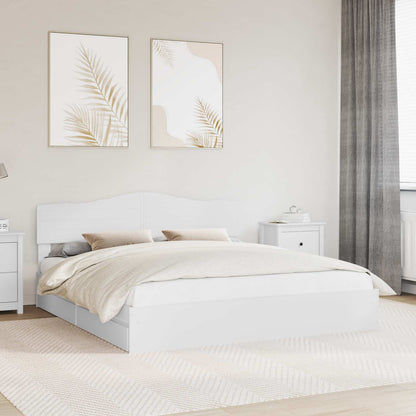 Opslag bed met hoofdeinde Wit 180 x 200 cm Bewerkt hout