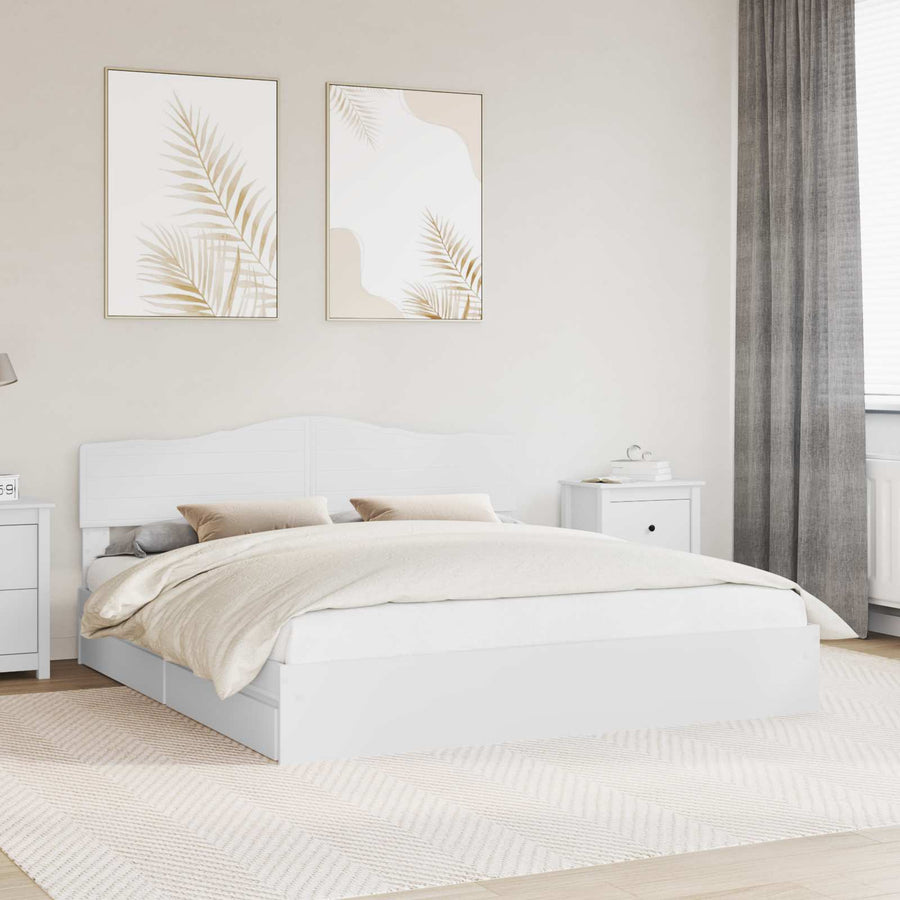 Opslag bed met hoofdeinde Wit 180 x 200 cm Bewerkt hout