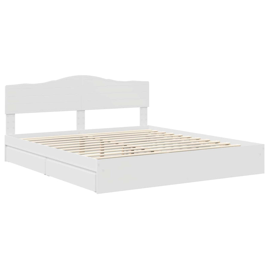 Opslag bed met hoofdeinde Wit 180 x 200 cm Bewerkt hout