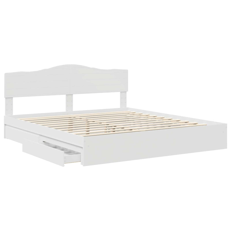 Opslag bed met hoofdeinde Wit 180 x 200 cm Bewerkt hout
