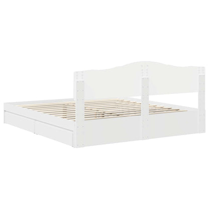 Opslag bed met hoofdeinde Wit 180 x 200 cm Bewerkt hout
