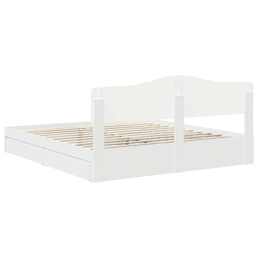 Opslag bed met hoofdeinde Wit 180 x 200 cm Bewerkt hout