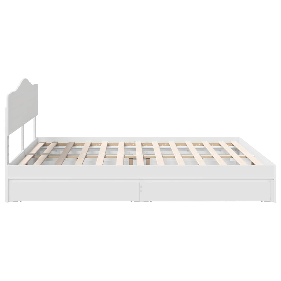 Opslag bed met hoofdeinde Wit 180 x 200 cm Bewerkt hout