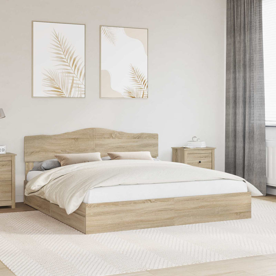 Opslag bed met lade Sonoma Eiken 180 x 200 cm Bewerkt hout