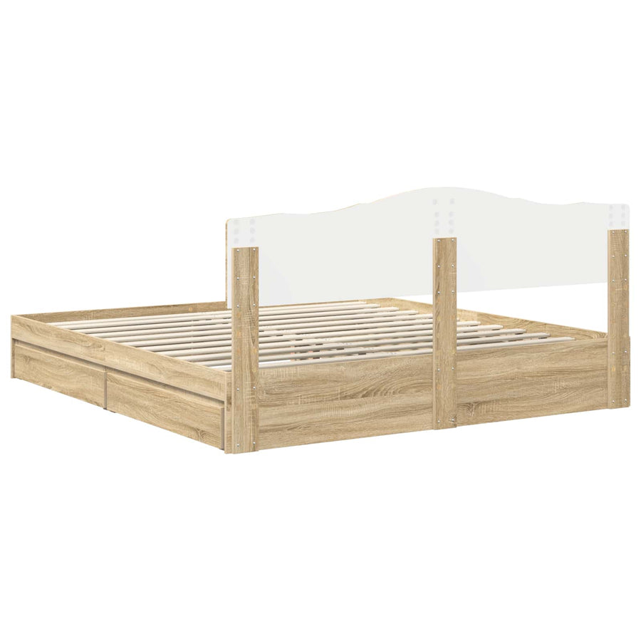 Opslag bed met lade Sonoma Eiken 180 x 200 cm Bewerkt hout
