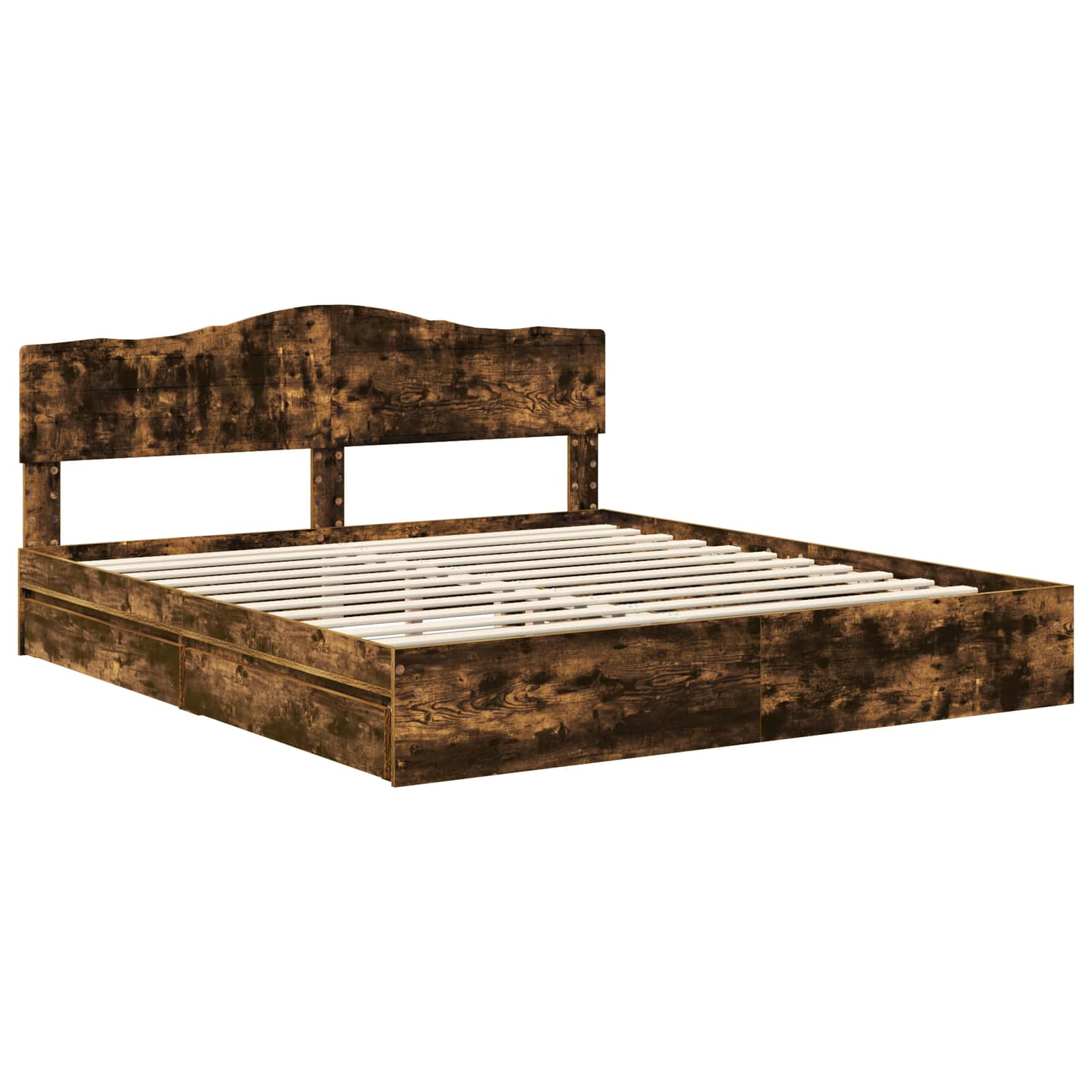 Opslag bed met lade Gerookt eiken 180 x 200 cm Bewerkt hout