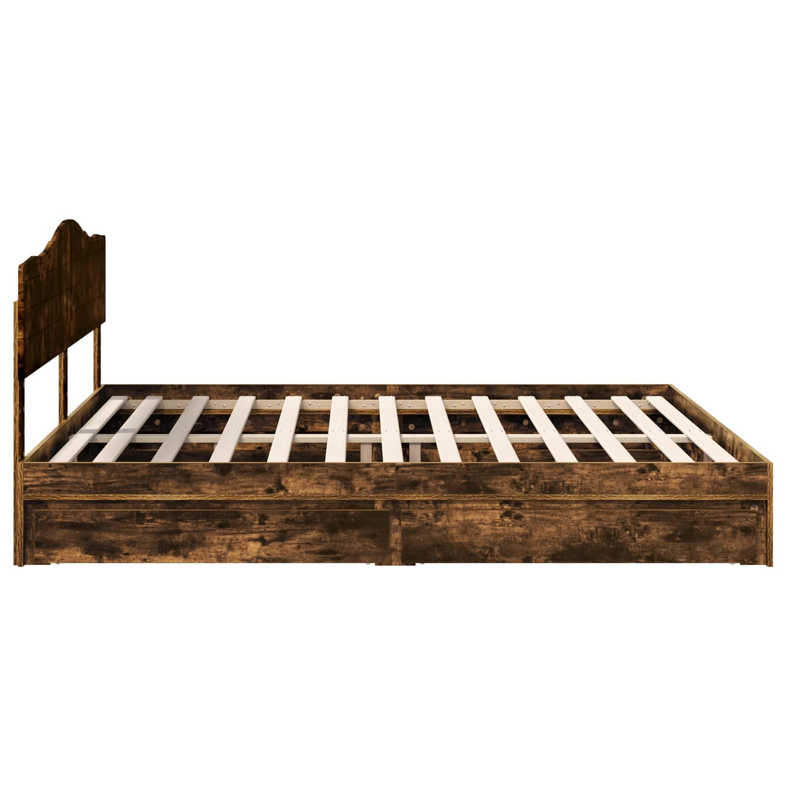 Opslag bed met lade Gerookt eiken 180 x 200 cm Bewerkt hout