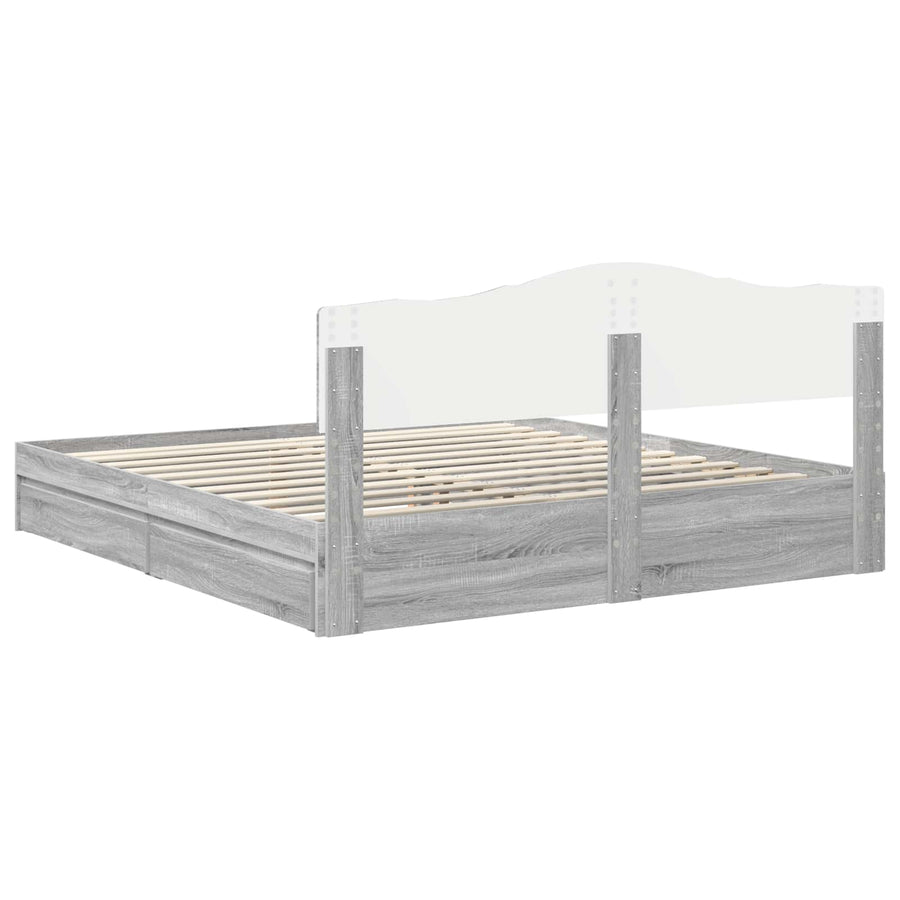Opslag bed met lade Grijs Sonoma 180 x 200 cm Bewerkt hout