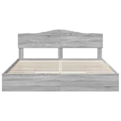 Opslag bed met lade Grijs Sonoma 180 x 200 cm Bewerkt hout