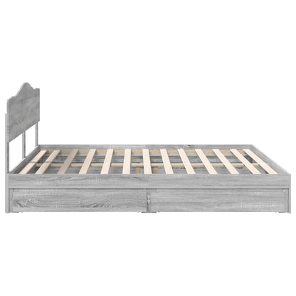Opslag bed met lade Grijs Sonoma 180 x 200 cm Bewerkt hout