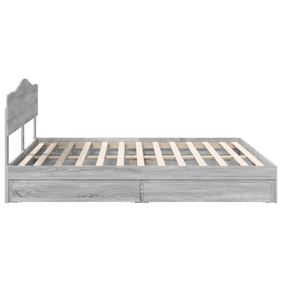 Opslag bed met lade Grijs Sonoma 180 x 200 cm Bewerkt hout