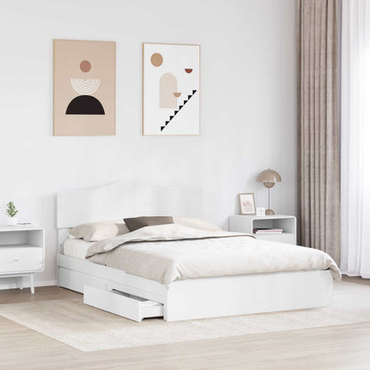 Opslag bed met hoofdeinde Wit 160 x 200 cm Bewerkt hout