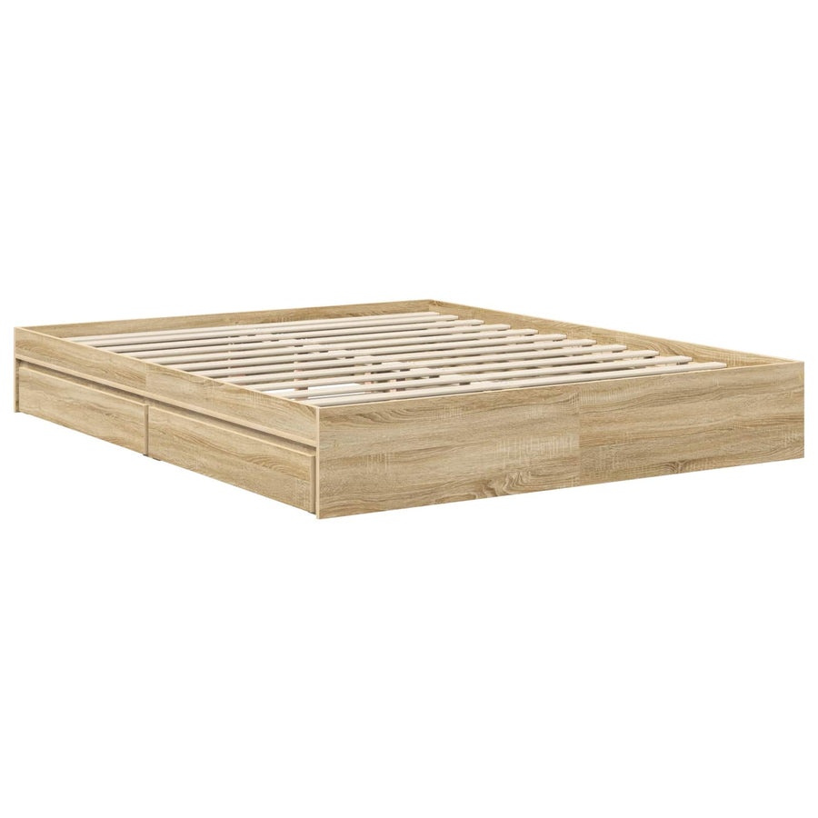 Opslag bed met lade Sonoma Eiken 160 x 200 cm Bewerkt hout