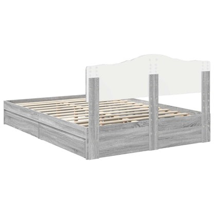 Opslag bed met lade Grijs Sonoma 160 x 200 cm Bewerkt hout