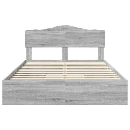 Opslag bed met lade Grijs Sonoma 160 x 200 cm Bewerkt hout