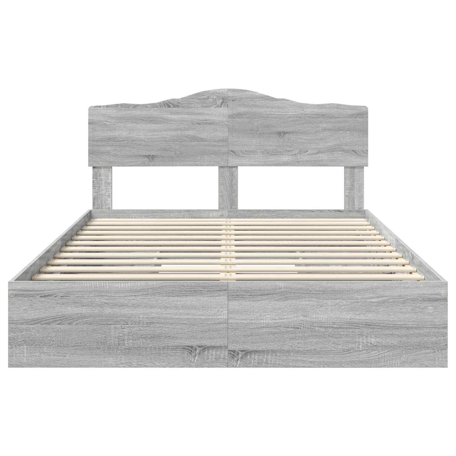 Opslag bed met lade Grijs Sonoma 160 x 200 cm Bewerkt hout