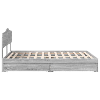 Opslag bed met lade Grijs Sonoma 160 x 200 cm Bewerkt hout