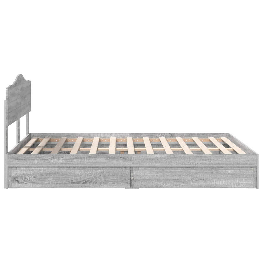 Opslag bed met lade Grijs Sonoma 160 x 200 cm Bewerkt hout