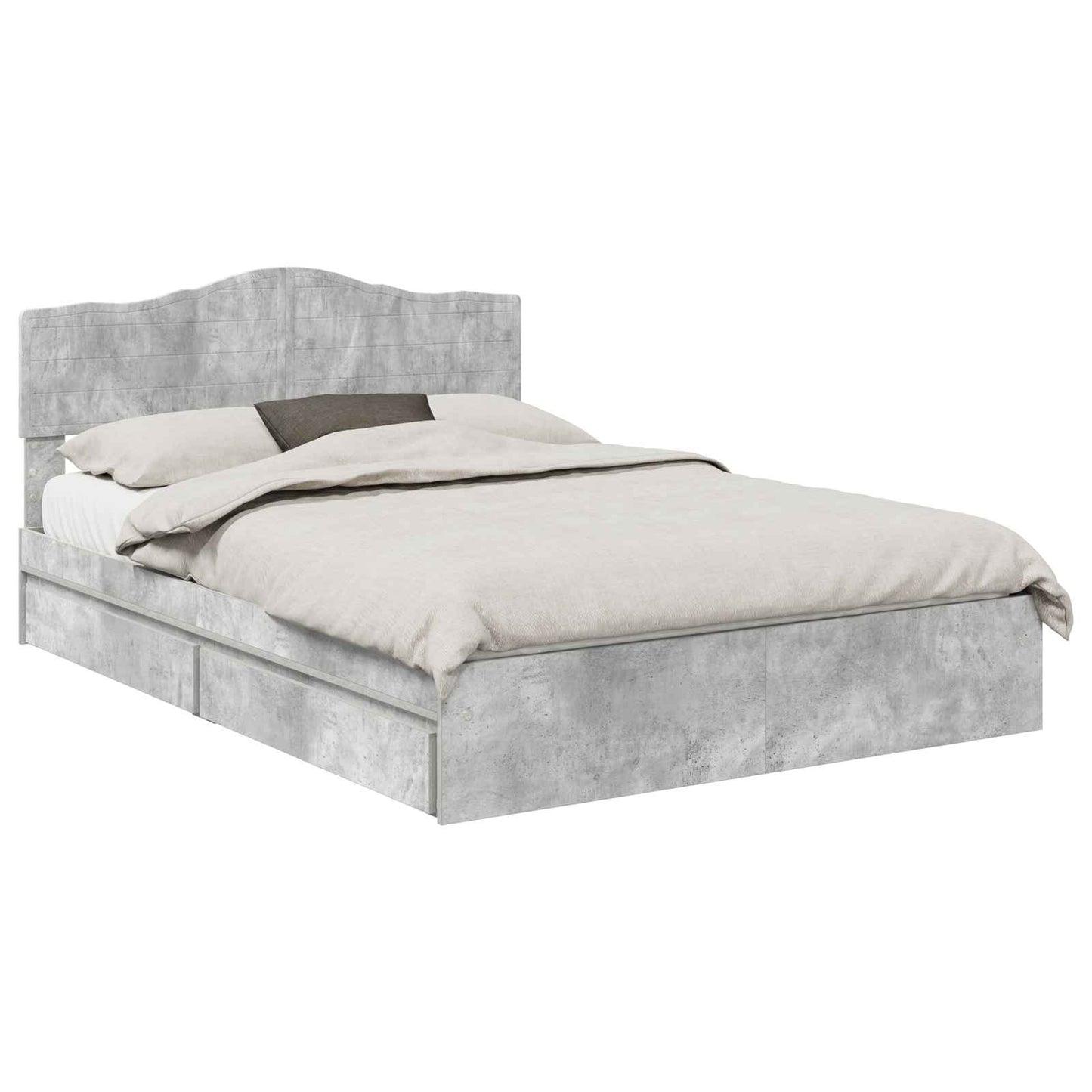 Opslag bed met hoofdeinde Beton Grijs 150 x 200 cm Bewerkt hout